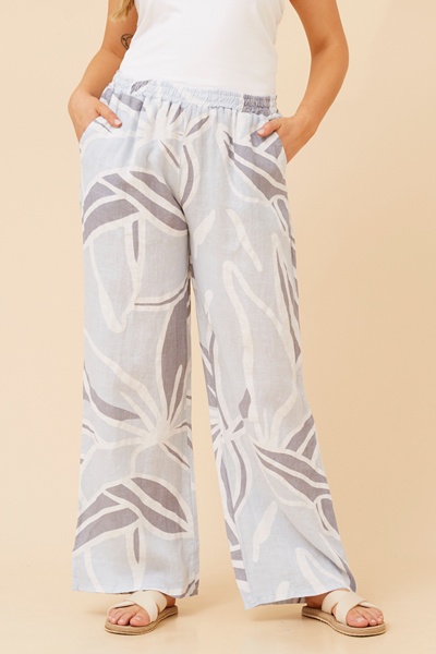 FALLAN ABSTRACT PRINT LINEN PANTS