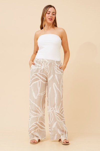 FALLAN ABSTRACT PRINT LINEN PANTS