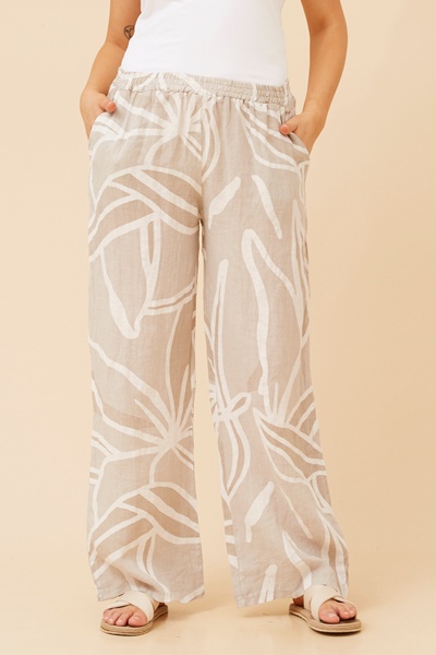 FALLAN ABSTRACT PRINT LINEN PANTS