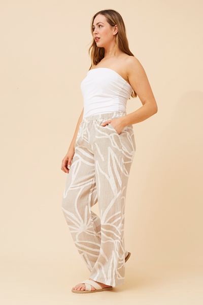 FALLAN ABSTRACT PRINT LINEN PANTS
