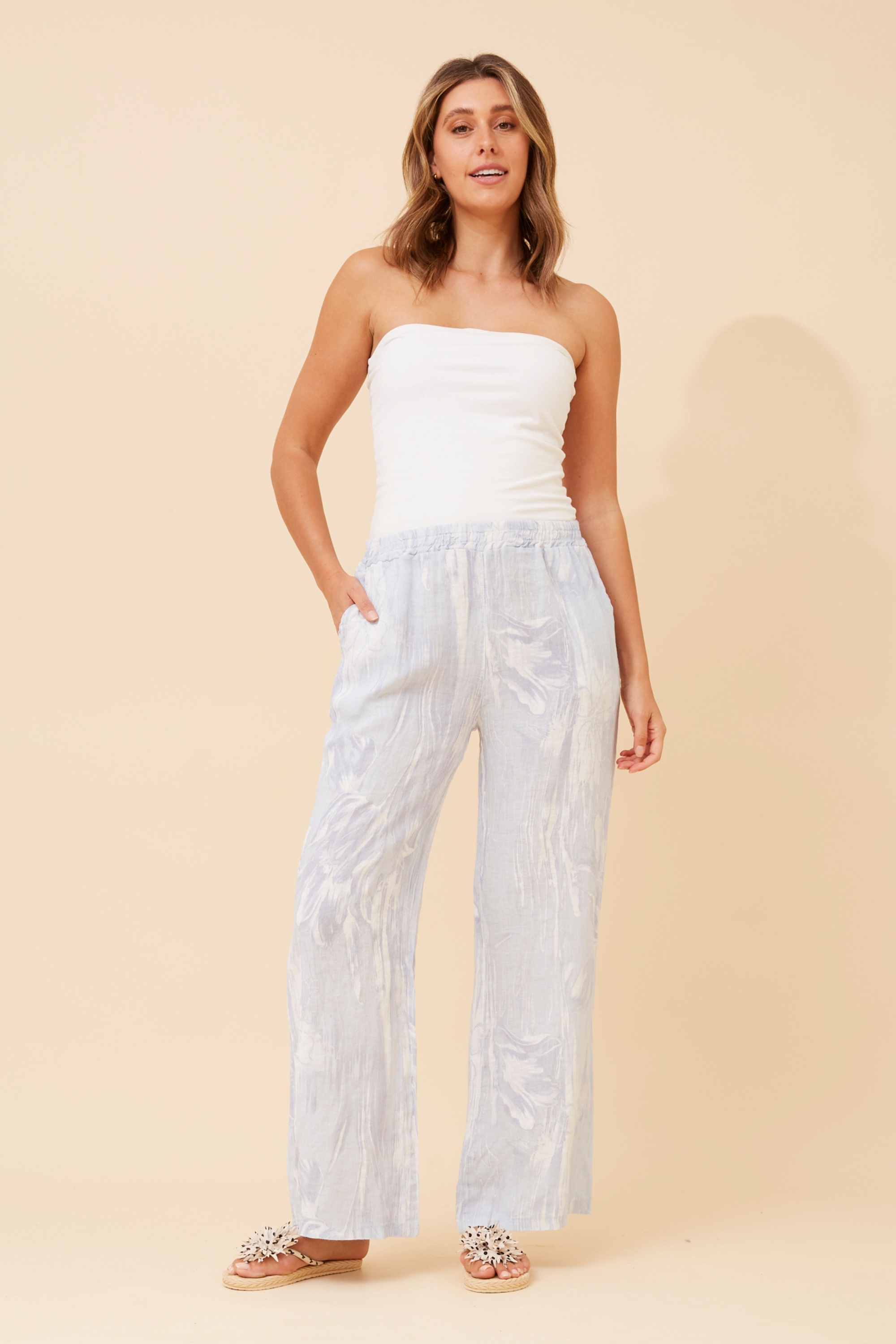 FALLAN FLORAL LINEN PANTS