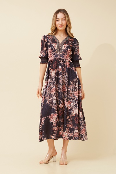 FARAN ARABESQUE MIDI DRESS