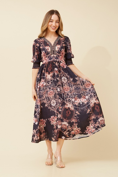 FARAN ARABESQUE MIDI DRESS
