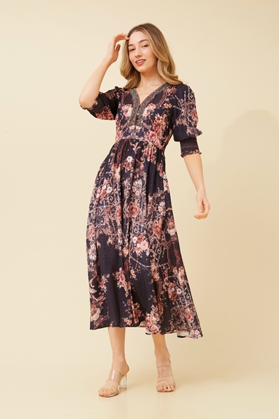 FARAN ARABESQUE MIDI DRESS
