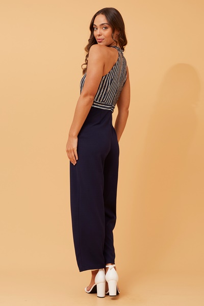 FAYETTE GLITTER HALTERNECK  JUMPSUIT