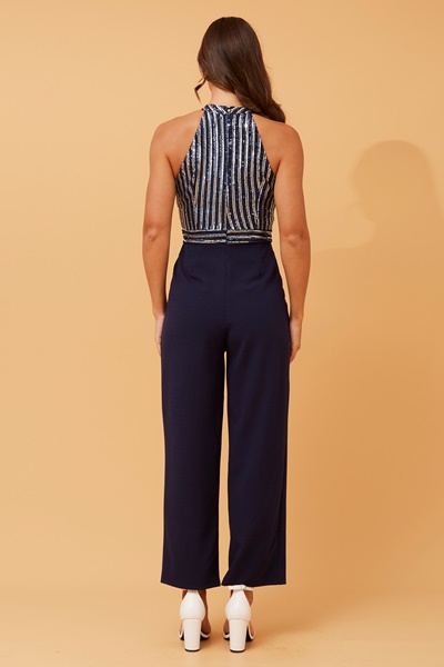 FAYETTE GLITTER HALTERNECK  JUMPSUIT