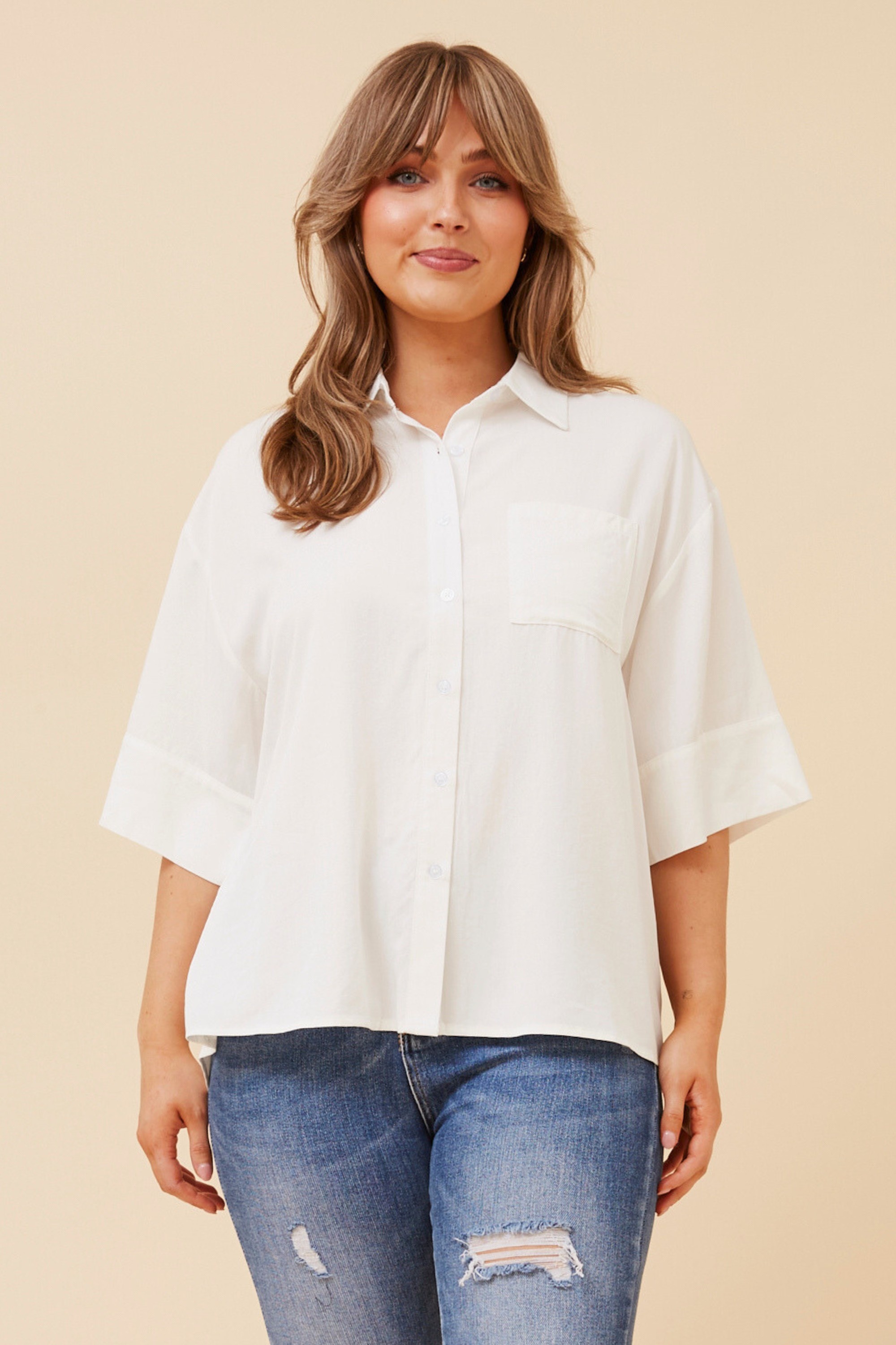 FERGUS SOLID CROP SHIRT