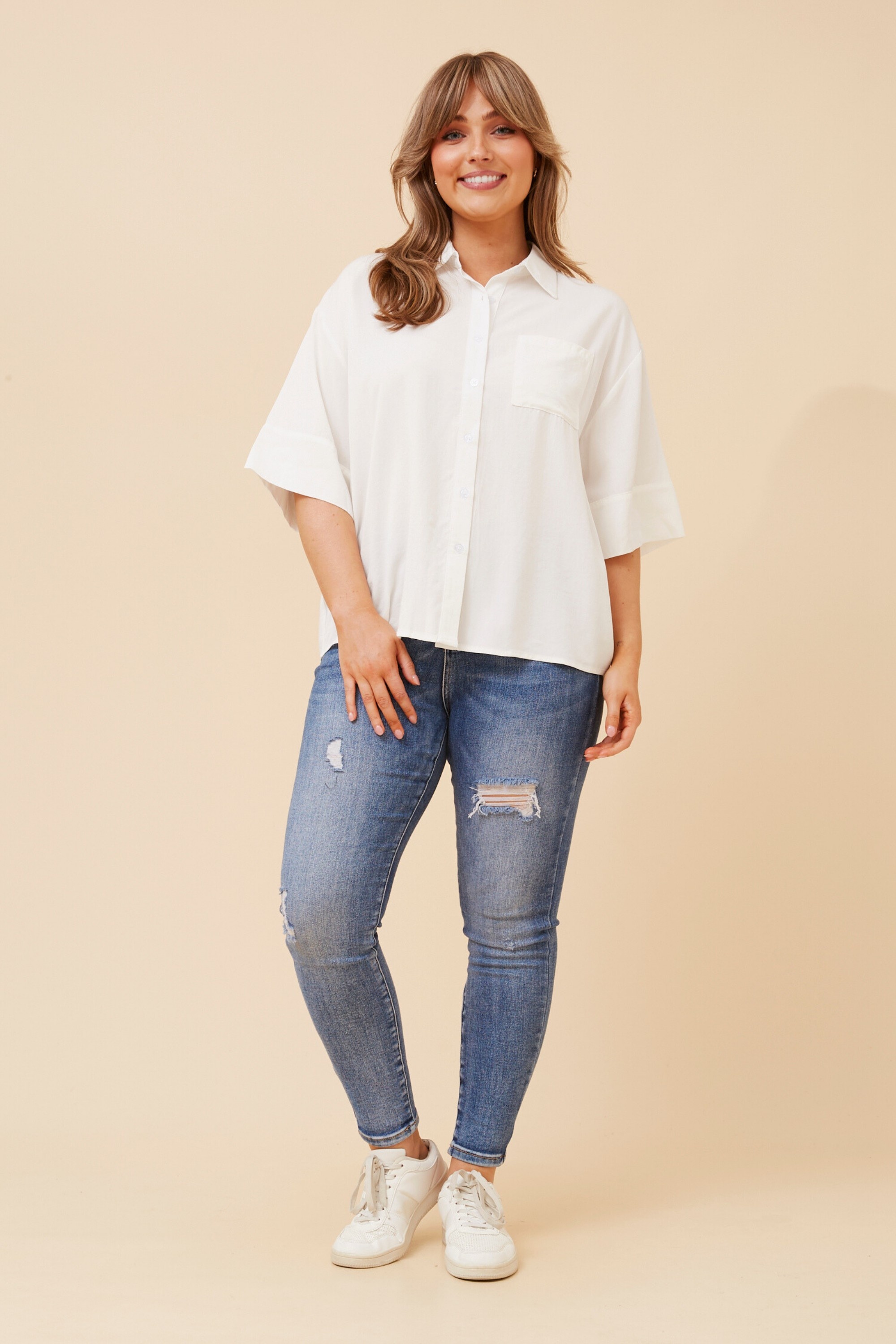 FERGUS SOLID CROP SHIRT