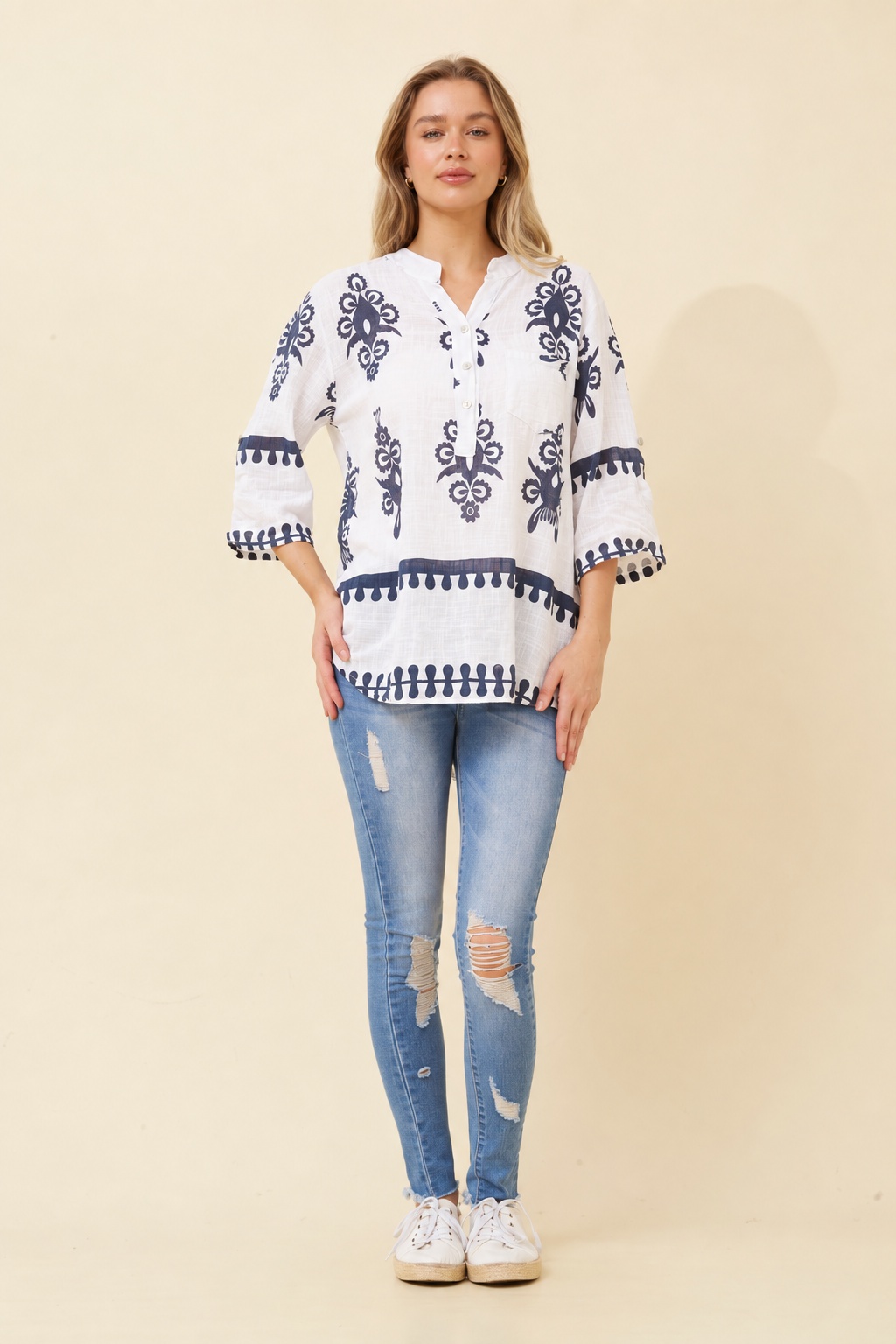 FERRERA BOHO PRINT TOP