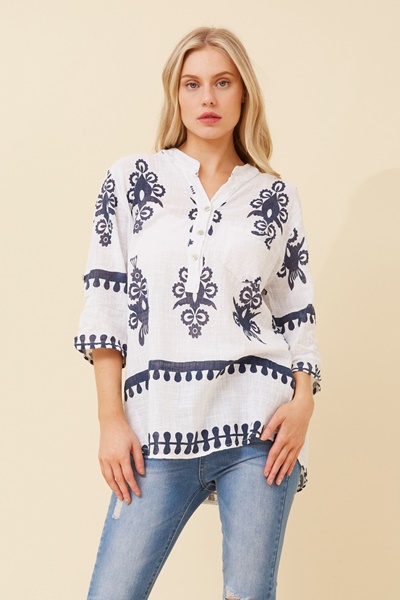 FERRERA BORDER PRINT TOP