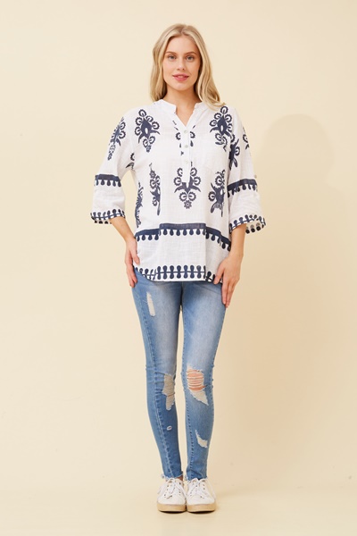 FERRERA BORDER PRINT TOP