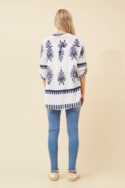 FERRERA BORDER PRINT TOP