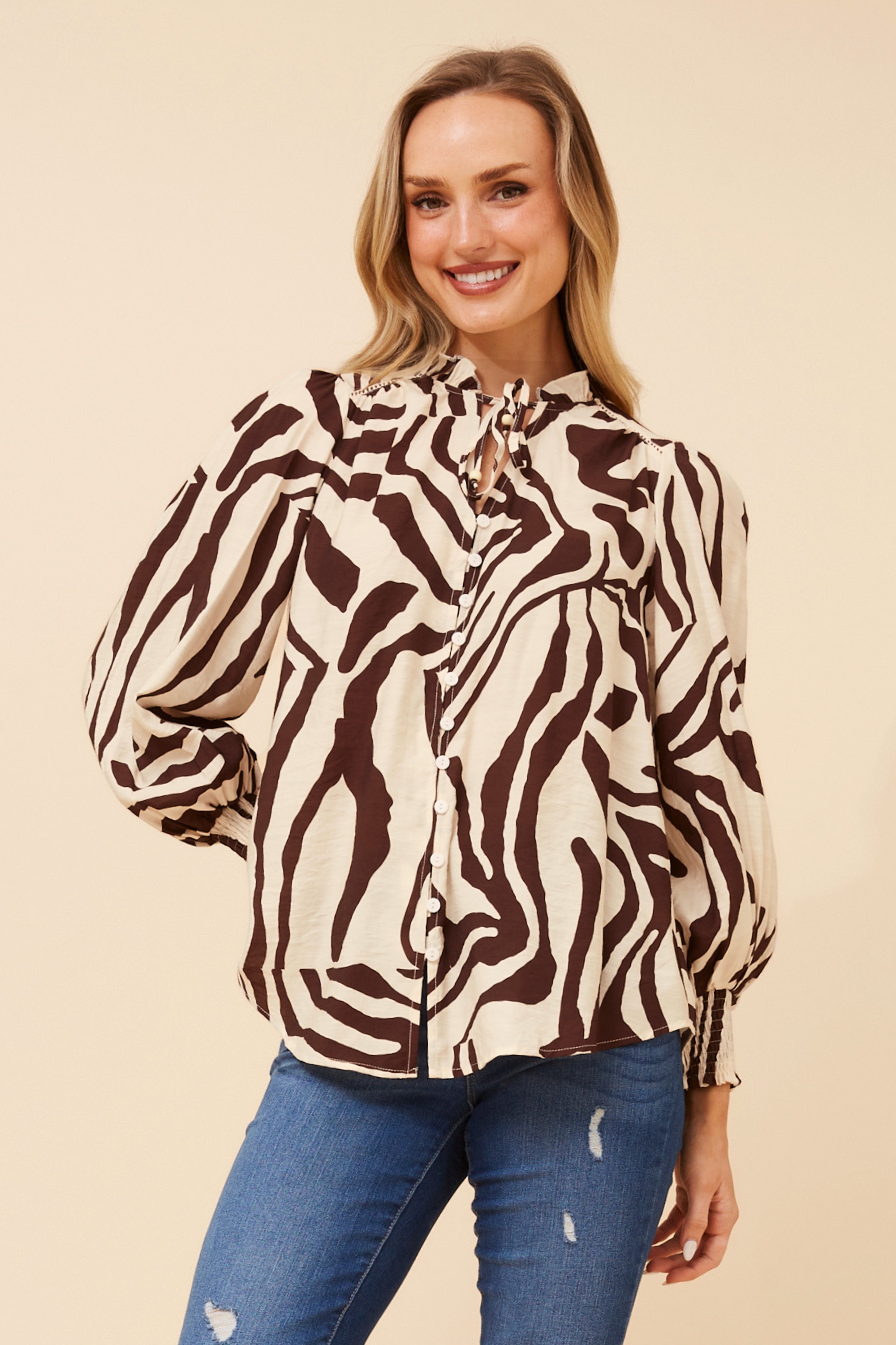 FERRIS ABSTRACT PRINT BLOUSE