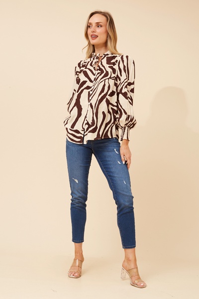FERRIS ABSTRACT PRINT BLOUSE