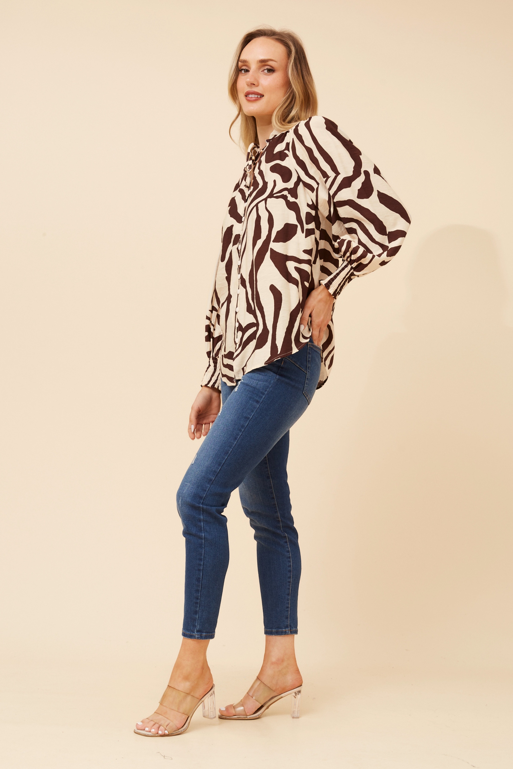 FERRIS ABSTRACT PRINT BLOUSE