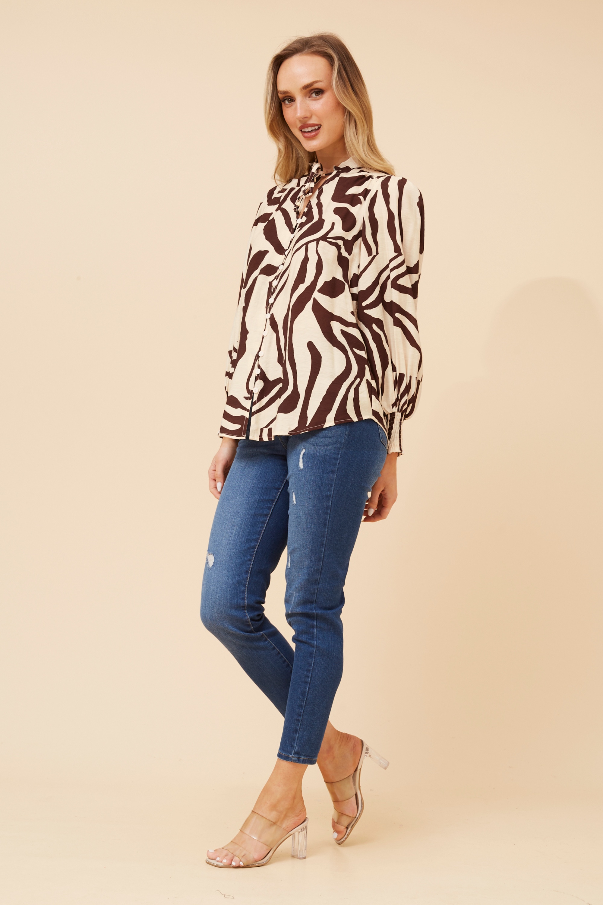 FERRIS ABSTRACT PRINT BLOUSE
