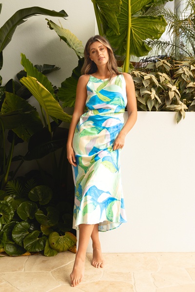 FIDELIA ABSTRACT PRINT MAXI DRESS