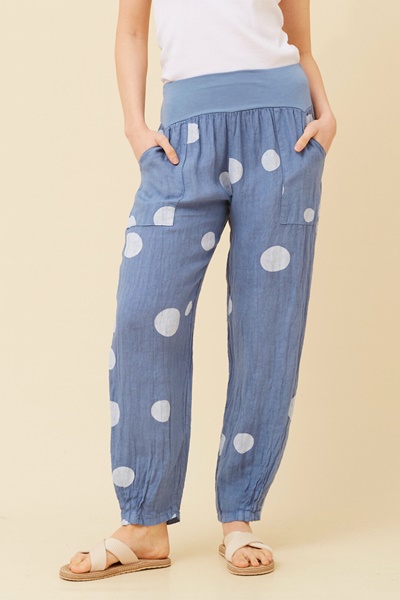 FINN POLKA DOT LINEN PANTS