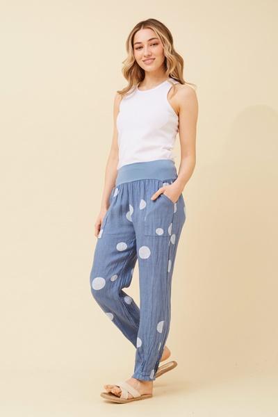 FINN POLKA DOT LINEN PANTS