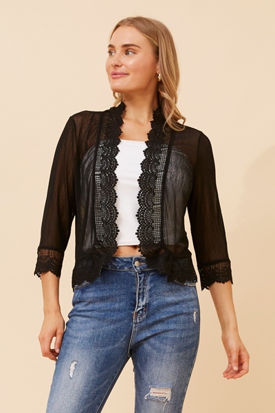 FINS LACE TRIM CARDIGAN