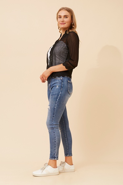 FINS LACE TRIM CARDIGAN