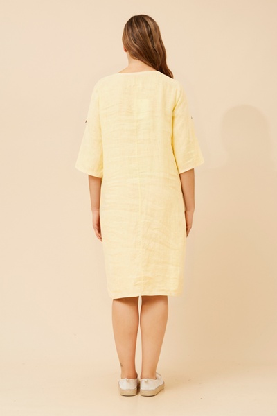 FIORETTA FLORAL EMBROIDERY LINEN DRESS