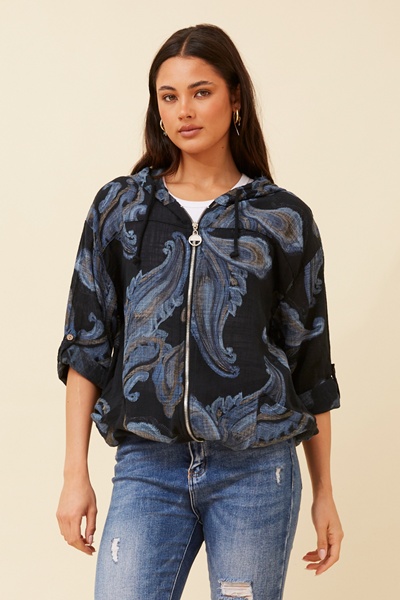 FIORINA PAISLEY PRINT HOODY JACKET