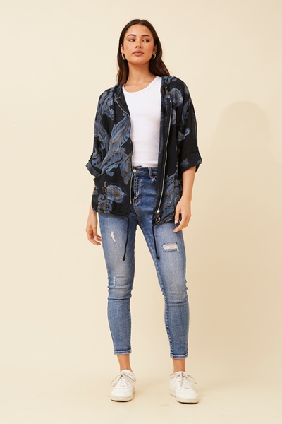 FIORINA PAISLEY PRINT HOODY JACKET