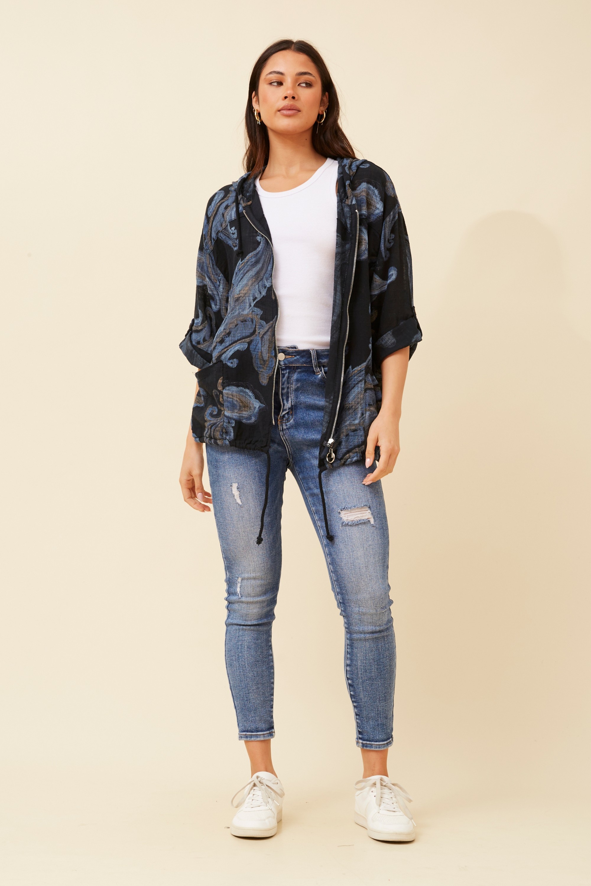 FIORINA PAISLEY PRINT HOODY JACKET
