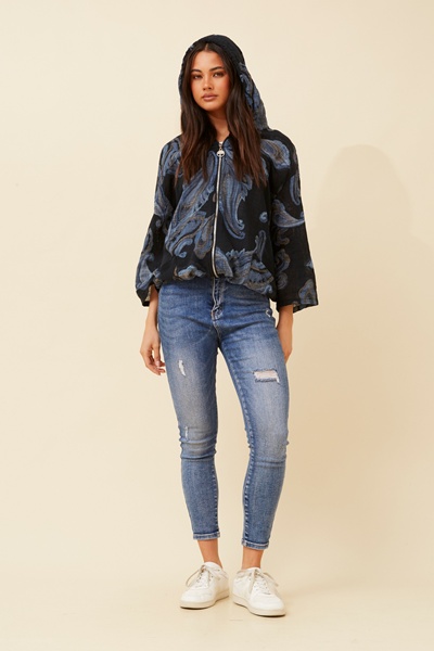 FIORINA PAISLEY PRINT HOODY JACKET