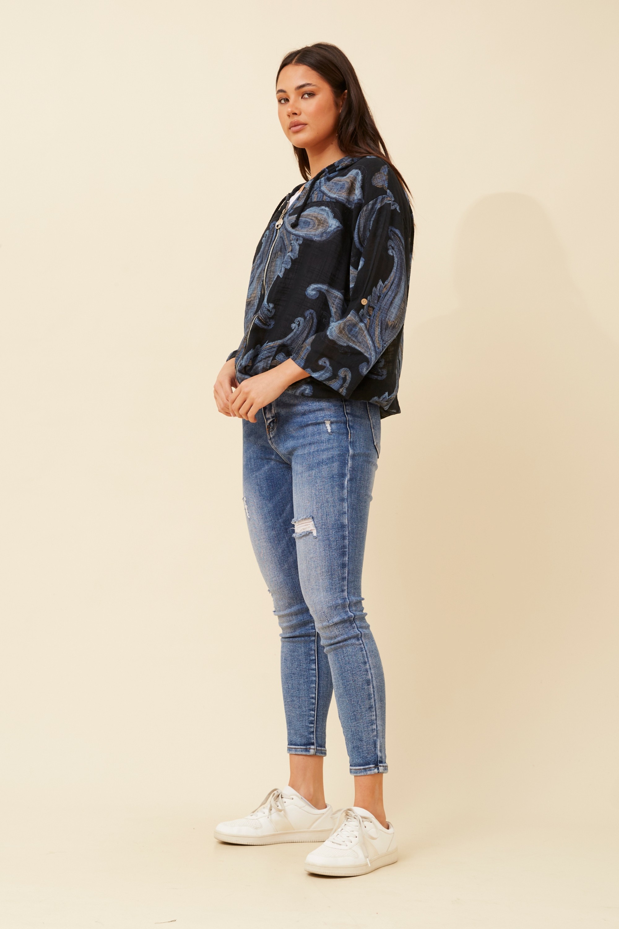 FIORINA PAISLEY PRINT HOODY JACKET