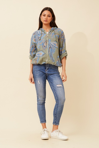 FIORINA PAISLEY PRINT HOODY JACKET