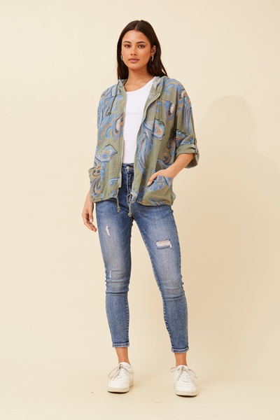 FIORINA PAISLEY PRINT HOODY JACKET