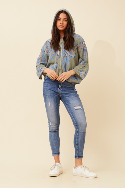 FIORINA PAISLEY PRINT HOODY JACKET