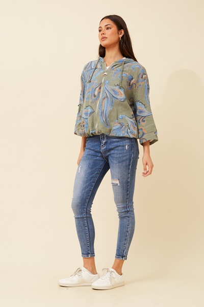 FIORINA PAISLEY PRINT HOODY JACKET