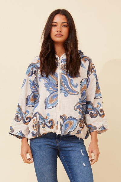 FIORINA PAISLEY PRINT HOODY JACKET