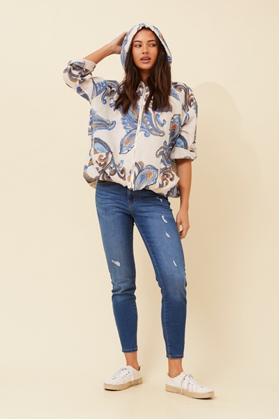 FIORINA PAISLEY PRINT HOODY JACKET