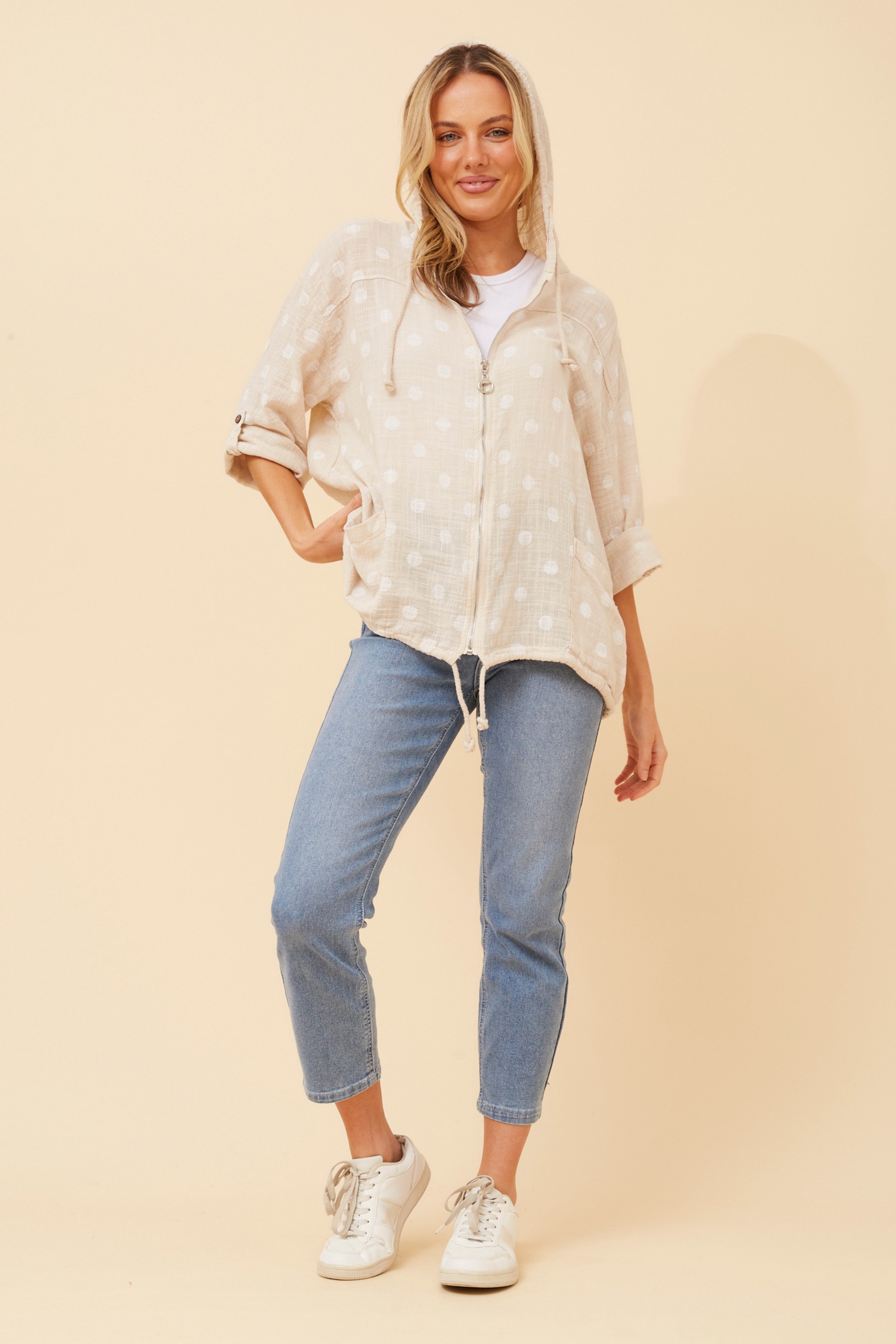 FIORINA POLKA DOT PRINT HOODY JACKET