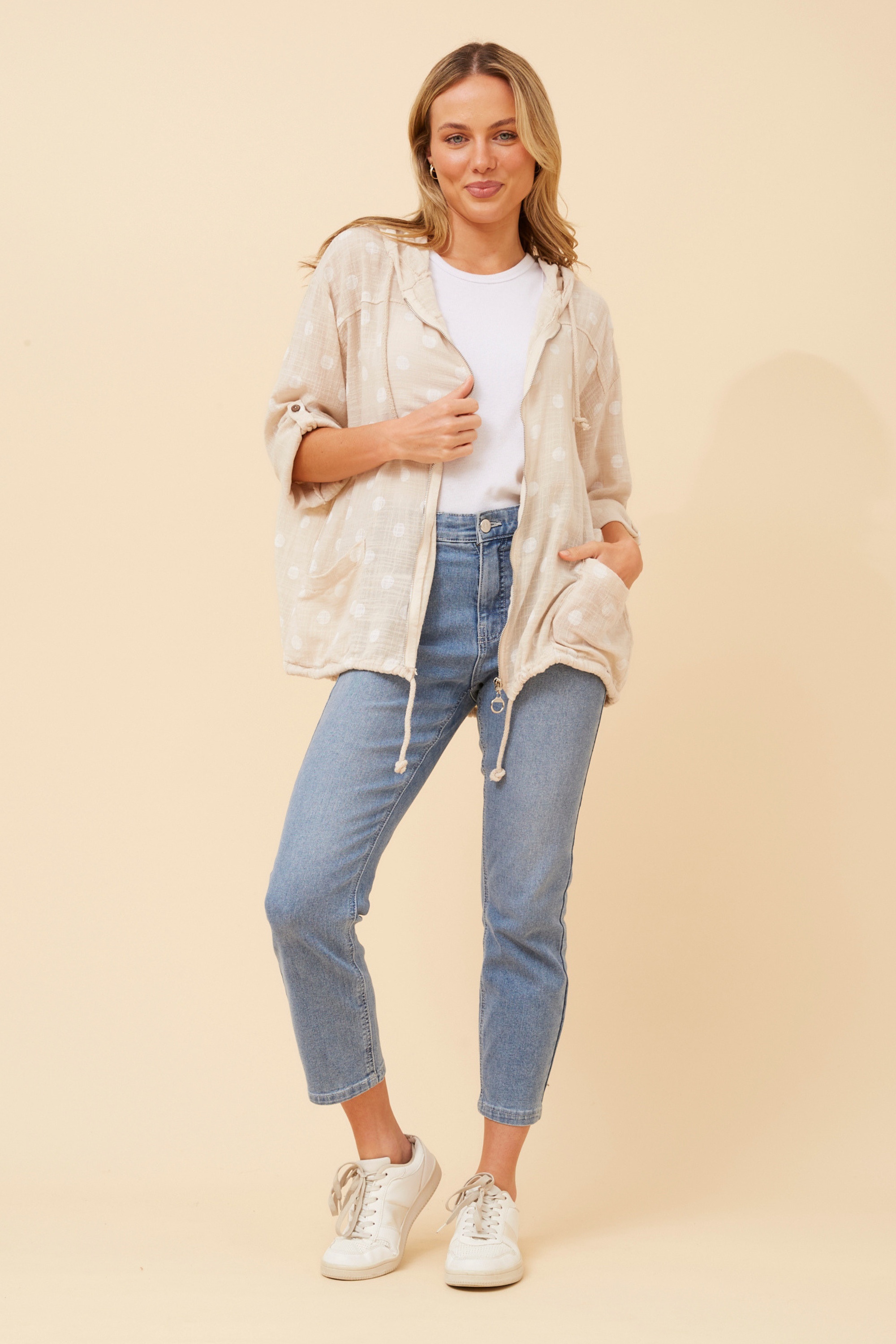 FIORINA POLKA DOT PRINT HOODY JACKET