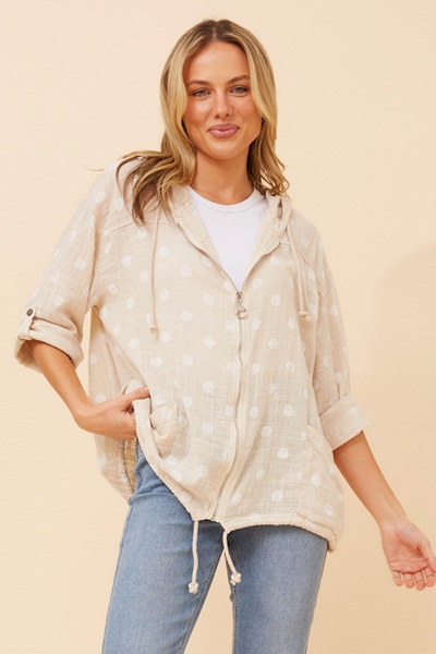 FIORINA POLKA DOT PRINT HOODY JACKET