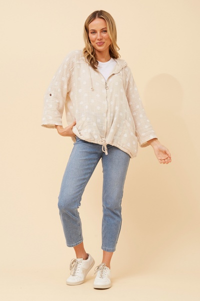 FIORINA POLKA DOT PRINT HOODY JACKET