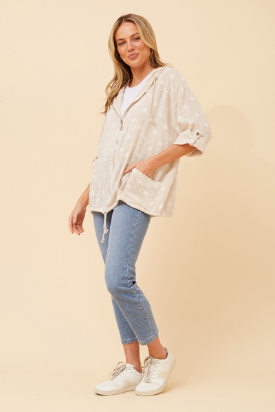 FIORINA POLKA DOT PRINT HOODY JACKET