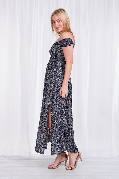 FLORAL BARDOT MAXI DRESS