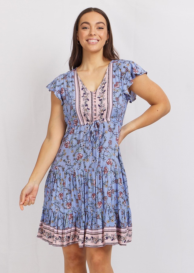 FLORAL BOHO SHORT DRESS FLORAL BOHO SHORT DRESS