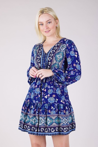 FLORAL BORDER PRINT DRESS