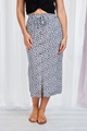 FLORAL BUTTON THROUGH MIDI SKIRT