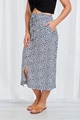 FLORAL BUTTON THROUGH MIDI SKIRT