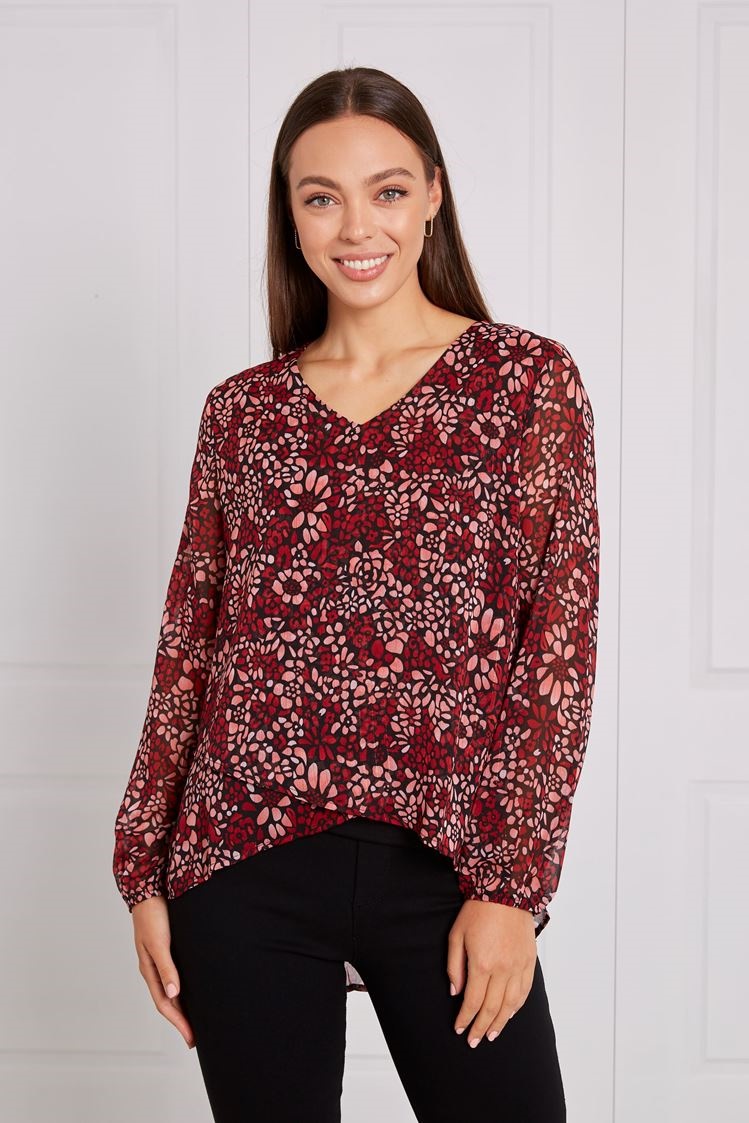 FLORAL CROSSOVER FRONT TOP