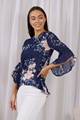 Floral Flute Sleeve Blouse