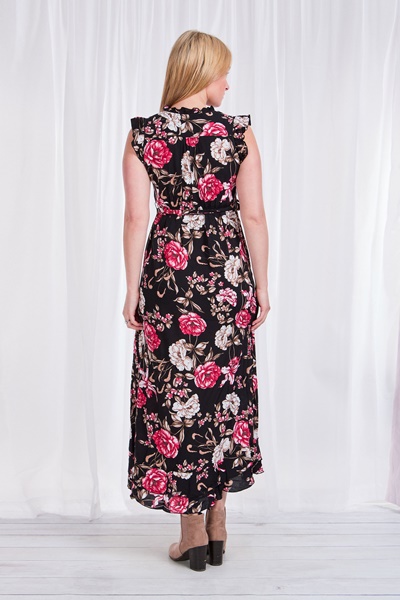 FLORAL FRILL MAXI DRESS